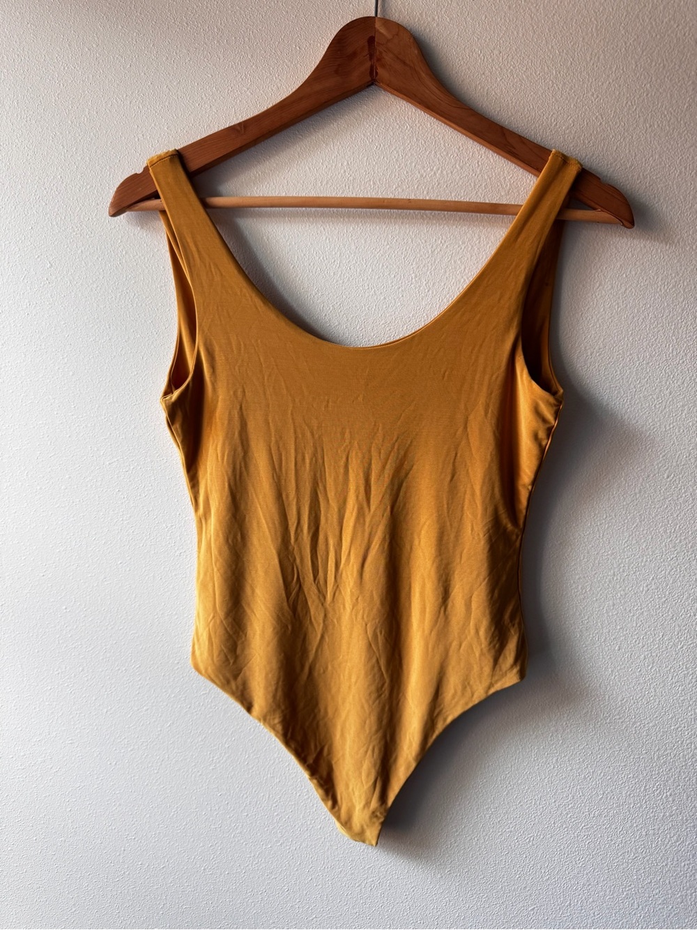NWOT Lux LA Mustard Yellow Scoop Neck Bodysuit
